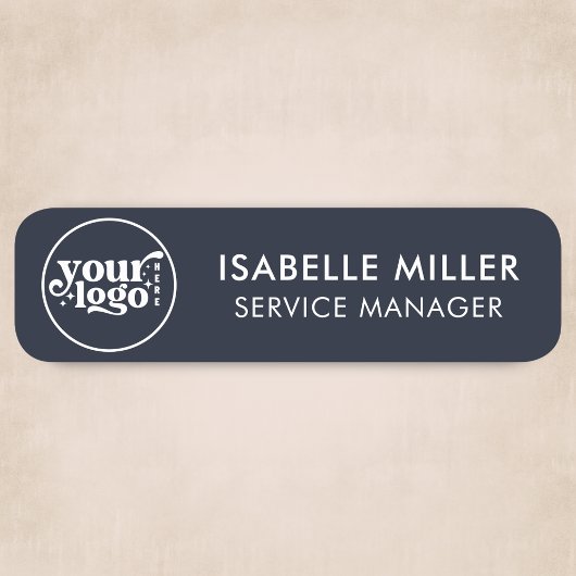 Custom Logo Magnetic Or Safety Pin Navy Small 名札