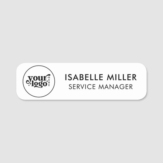 Custom Logo Magnetic Or Safety Pin White Small 名札 (正面)