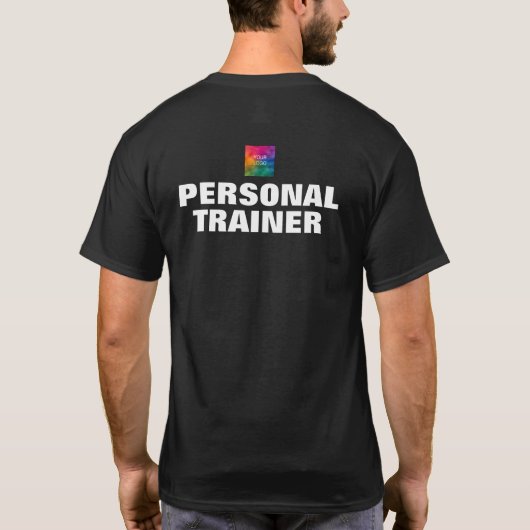 Custom Logo Mens Black White Personal Trainer Tシャツ (裏面)