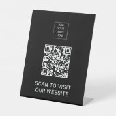 Custom Logo Minimalist QR Code Display 台座サイン (正面)