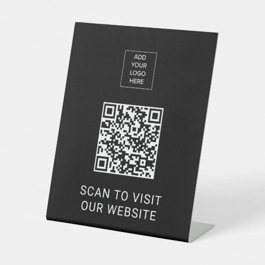 Custom Logo Minimalist QR Code Display 台座サイン (正面)