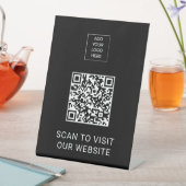 Custom Logo Minimalist QR Code Display Black 台座サイン (インサイチュ)