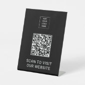 Custom Logo Minimalist QR Code Display Black 台座サイン (正面)