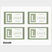 Custom Logo Modern Sage Green Business Branding 長方形シール (シート)