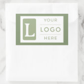 Custom Logo Modern Sage Green Business Branding 長方形シール (バッグ)
