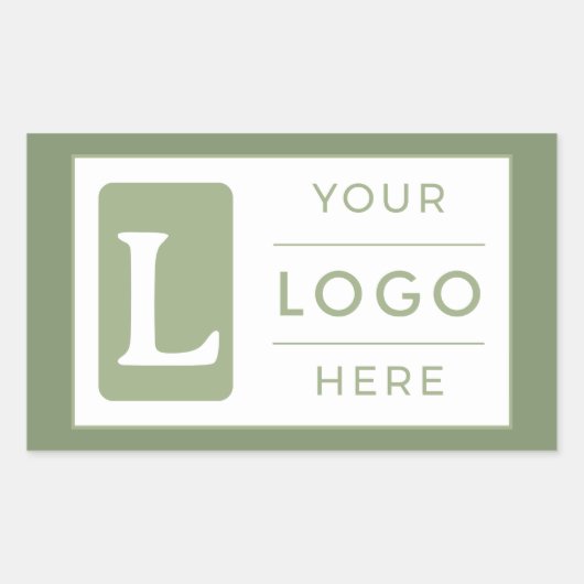 Custom Logo Modern Sage Green Business Branding 長方形シール (正面)