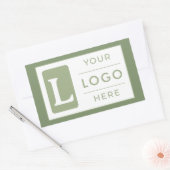 Custom Logo Modern Sage Green Business Branding 長方形シール (封筒)