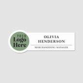 Custom Logo Modern Sage Green Employee  名札 (正面)