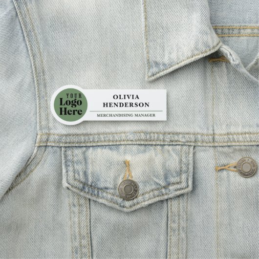 Custom Logo Modern Sage Green Employee  名札 (インサイチュ)