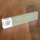 Custom Logo Modern Sage Green Name Title Simple デスクネームプレート (側面)