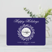 Custom Logo Navy Christmas Business Thank You Card シーズンカード (スタンド正面)