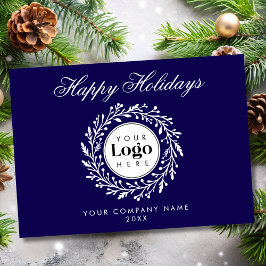 Custom Logo Navy Christmas Business Thank You Card シーズンカード