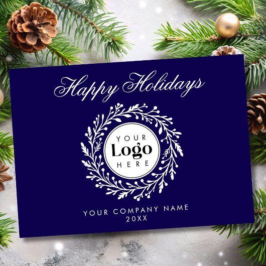 Custom Logo Navy Christmas Business Thank You Card シーズンカード