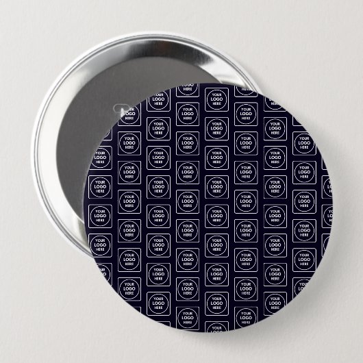 Custom Logo or Image Repeating Navy Blue Design 缶バッジ (正面&裏面)
