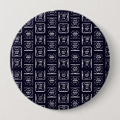 Custom Logo or Image Repeating Navy Blue Design 缶バッジ (正面)