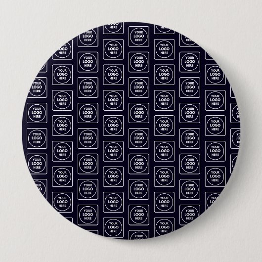 Custom Logo or Image Repeating Navy Blue Design 缶バッジ (正面)