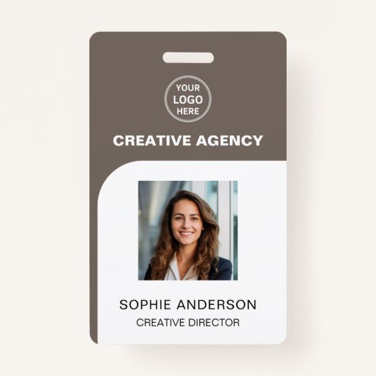 Custom Logo Photo Bar Code Employee Staff Name バッジ (正面)