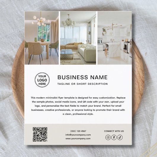 Custom Logo Photo Minimalist Business Flyer チラシ