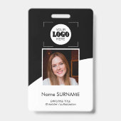 Custom logo photo QR code black and white ID バッジ (正面)