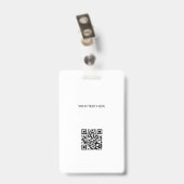Custom logo photo QR code teal and white ID バッジ (裏面 （クリップ付）)