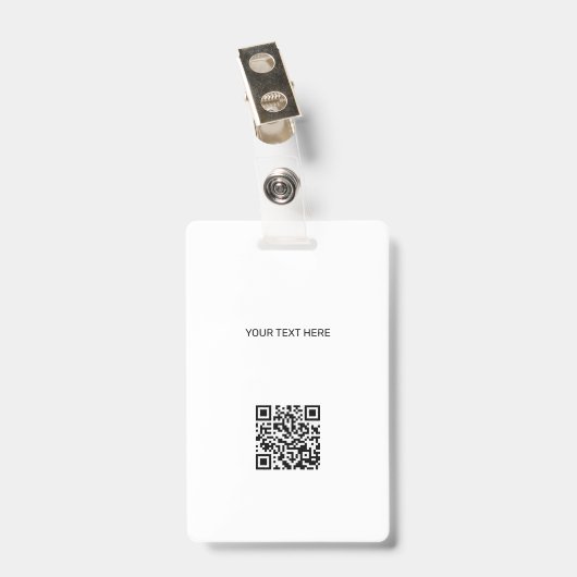 Custom logo photo QR code teal and white ID バッジ (裏面 （クリップ付）)
