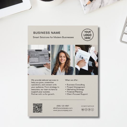 Custom Logo Photo QR Corporate Business Flyer チラシ