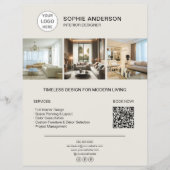 Custom Logo Photo QR Interior Designer Business チラシ (正面)