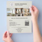 Custom Logo Photo QR Interior Designer Business チラシ (手)