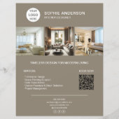 Custom Logo Photo QR Taupe Professional Business チラシ (正面)