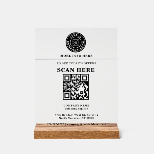 Custom Logo QR Code Business Promo Display アクリルサイン (正面)