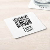 Custom Logo QR Code Coasters スクエアペーパーコースター (アングル)