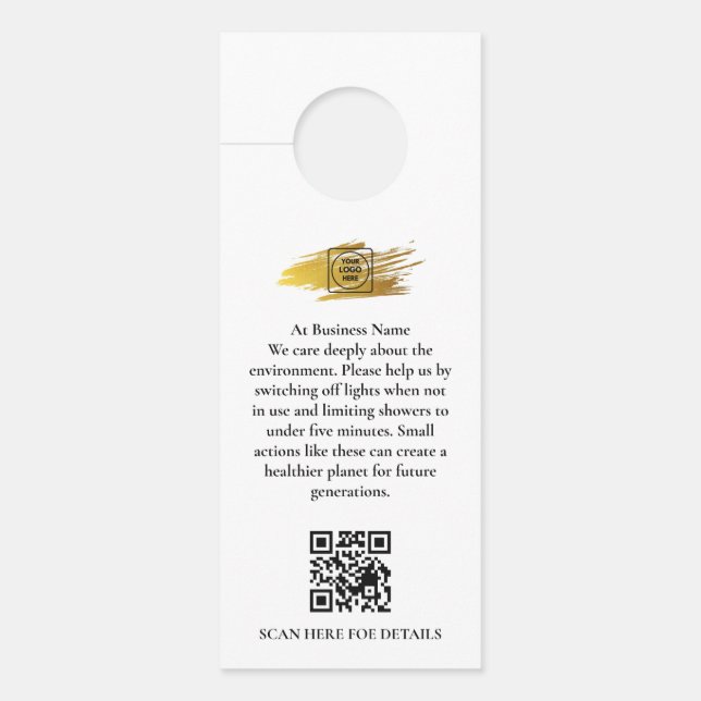 Custom Logo QR Code Hotel door sign ドアノブサイン (正面)