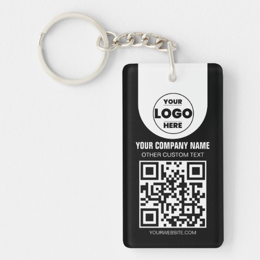 Custom Logo & QR Code Keychain | Business Promo Gi キーホルダー (正面)