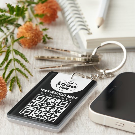 Custom Logo & QR Code Keychain | Business Promo Gi キーホルダー (正面右)