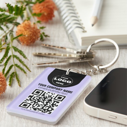 Custom Logo & QR Code Keychain | Business Promo Gi キーホルダー (正面右)