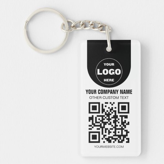 Custom Logo & QR Code Keychain | Business Promo Gi キーホルダー (正面)