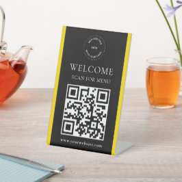 Custom Logo QR Code Modern Business Pedestal Sign 台座サイン