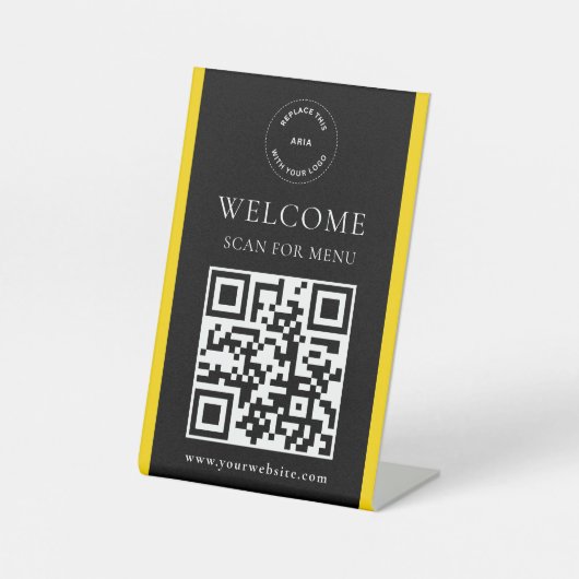 Custom Logo QR Code Modern Business Pedestal Sign 台座サイン (正面)