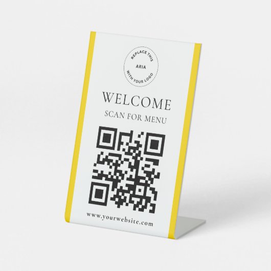 Custom Logo QR Code Modern Business Pedestal Sign 台座サイン (正面)