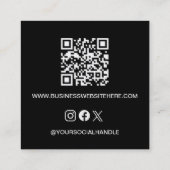 Custom Logo QR code Website Social icons black スクエア名刺 (裏面)