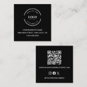 Custom Logo QR code Website Social icons black スクエア名刺 (正面/裏面)