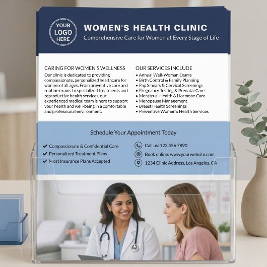 Custom Logo QR Women's Health Clinic チラシ