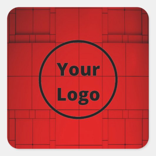 Custom logo red abstract architecture steps スクエアシール (正面)