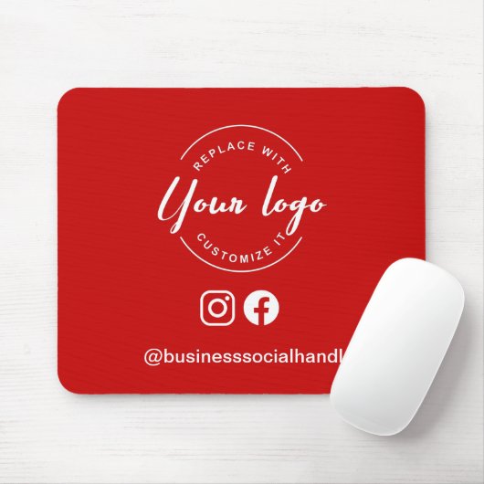 Custom Logo Red Business Branding social handle マウスパッド (マウス)