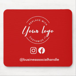 Custom Logo Red Business Branding social handle マウスパッド