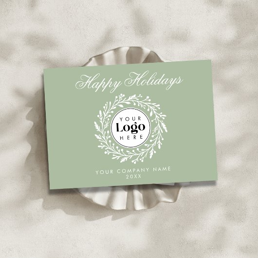 Custom Logo Sage Christmas Business Thank You Card シーズンカード