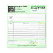 Custom Logo, Sales Invoice Receipt Small Business  ノートパッド (正面)