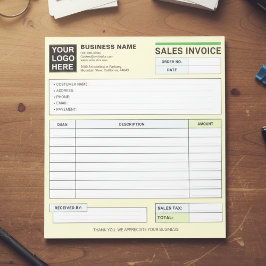 Custom Logo, Sales Invoice Receipt Small Business  ノートパッド