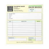 Custom Logo, Sales Invoice Receipt Small Business  ノートパッド (正面)