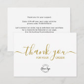 Custom logo Simple Elegant Gold Business order サンキューカード (正面/裏面)
